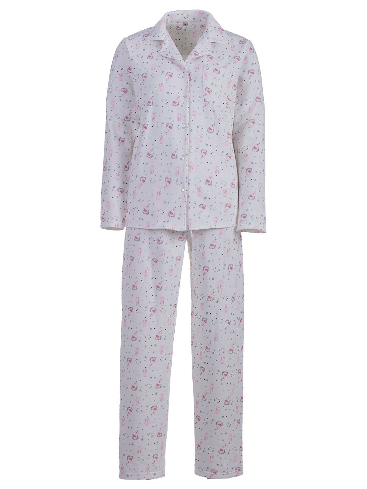 Schlafanzug Pyjama Set Thermo - Schwan Schleife