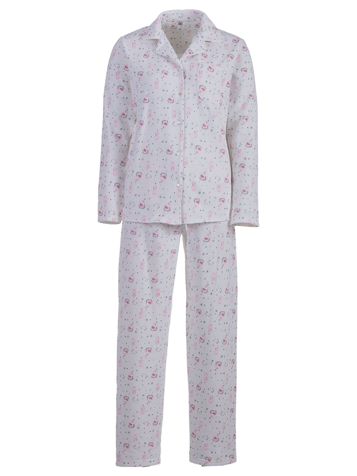 zeitlos Schlafanzug Pyjama Set Thermo - Schwan Schleife