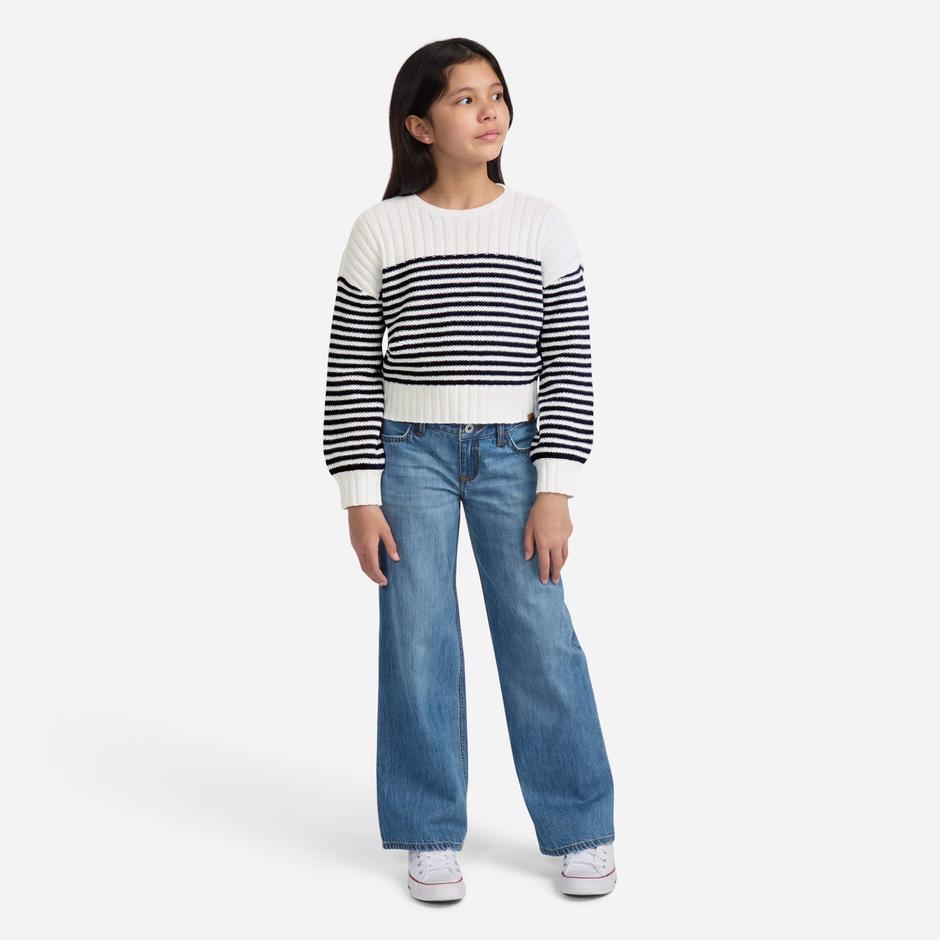 Abercrombie Kids Strickpullover AFG SLASH NECK SWEATER kurz, mit Streifen, for girls