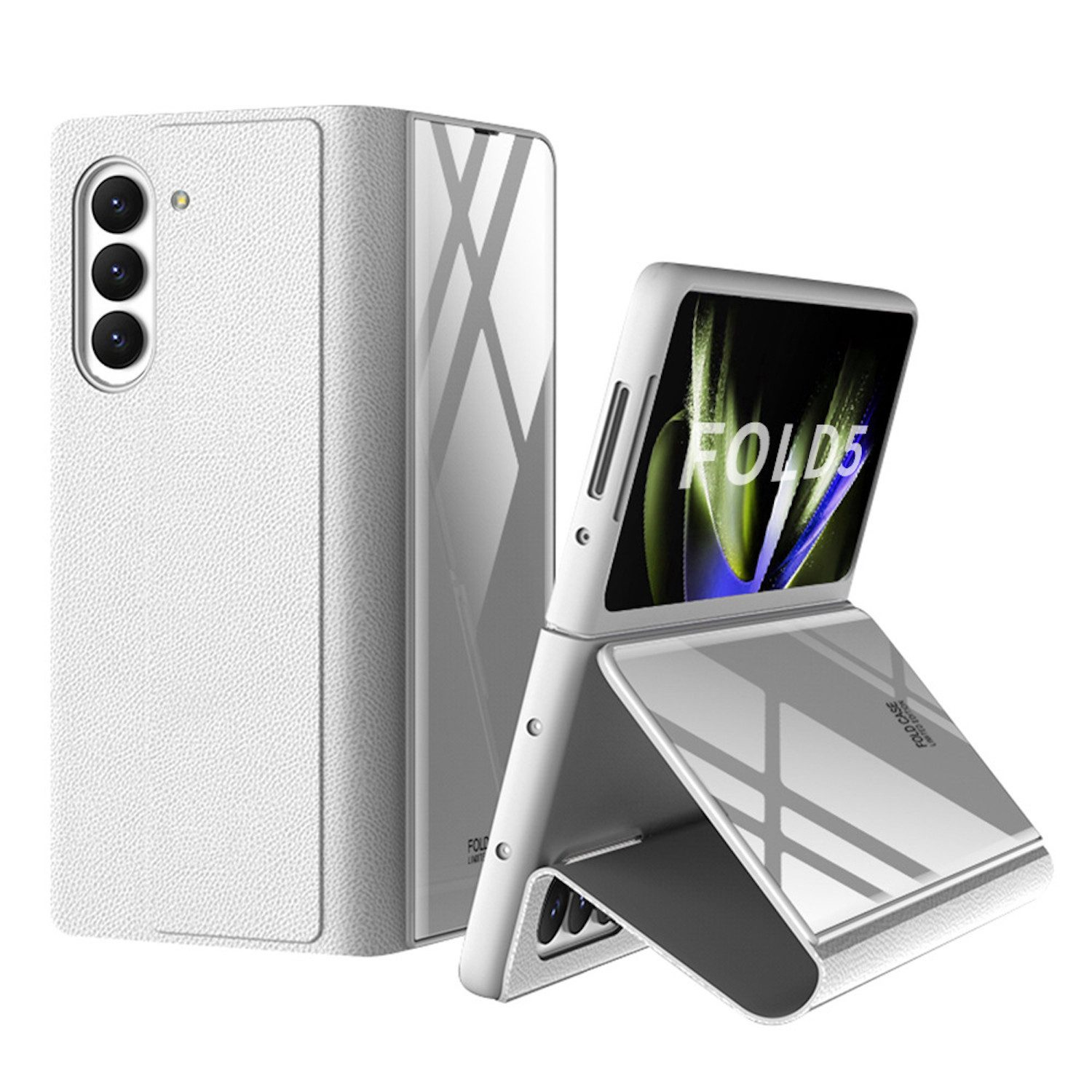 Wigento Handyhülle Für Samsung Galaxy Z Fold5 5G Schutzhülle Kunstleder + Kartenhalter
