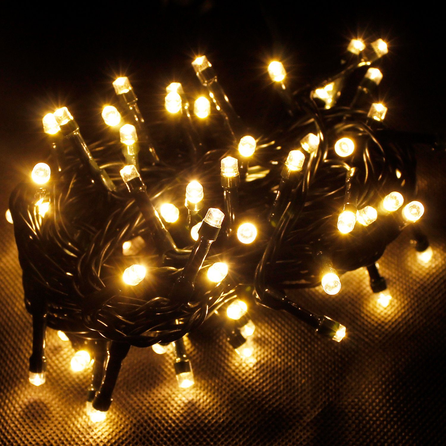 Lichtervorhang LED Lichterkette Außen Weihnachtsbeleuchtung warmweiß grün 80 LED's