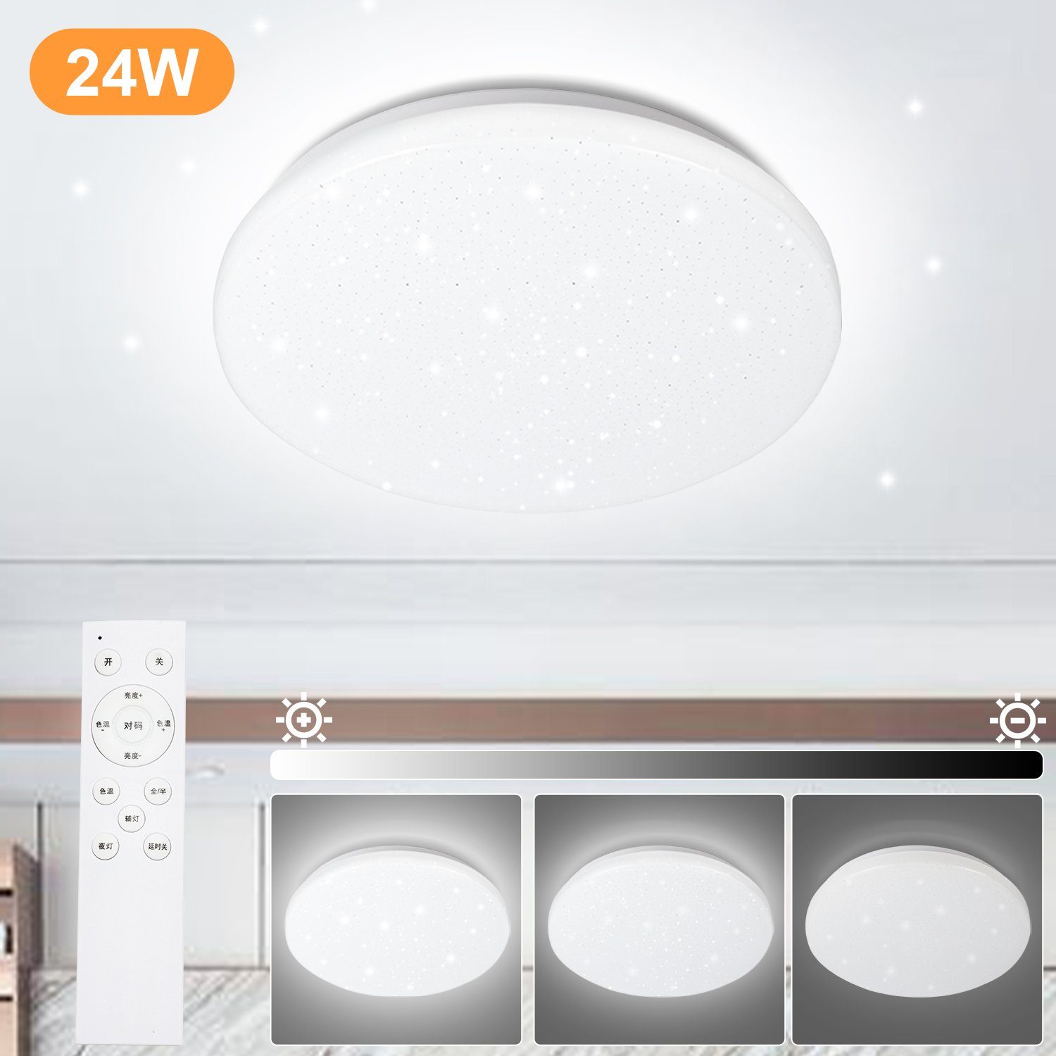 Aufputzlampe Gimisgu Deckenleuchte LED dimmbar Fernbedienung Modern 24W LED Beleuchtung 24W Deckenleuchte
