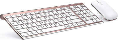 Seenda beide Wiederaufladbar, Ultra-Dünne 2.4G USB Funk Tastatur- und Maus-Set, mit Funkmaus, Aluminium Slim Tastatur, QWERTZ DE Layout für Windows PC