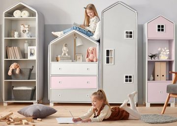 Konsimo Babyzimmer-Komplettset MIRUM Kinderzimmer-Möbelset Komplett-Kinderzimmer, (6-St), Kommode, Schreibtisch, Kleiderschrank, 2x Bücherregal, Rollcontainer