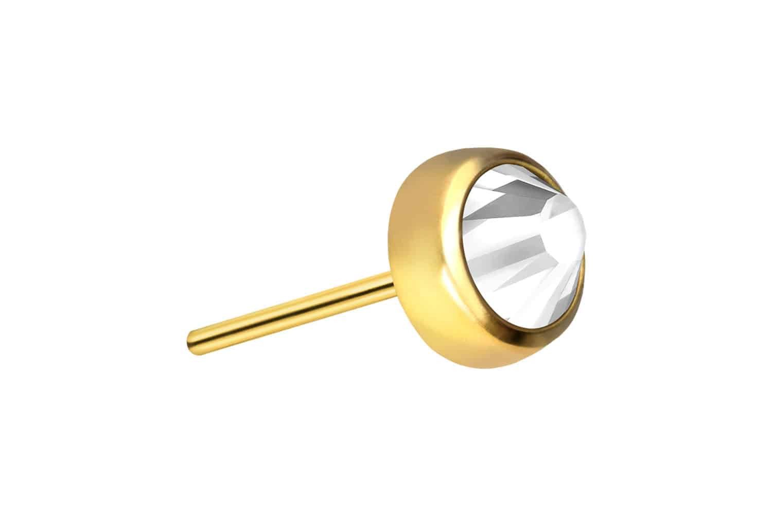 Piercing-Set Titan Disc mit Push Pin KRISTALL