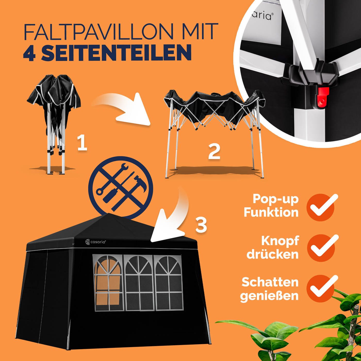Casaria Pavillon, 300x300 cm Pavillon Set günstig online kaufen