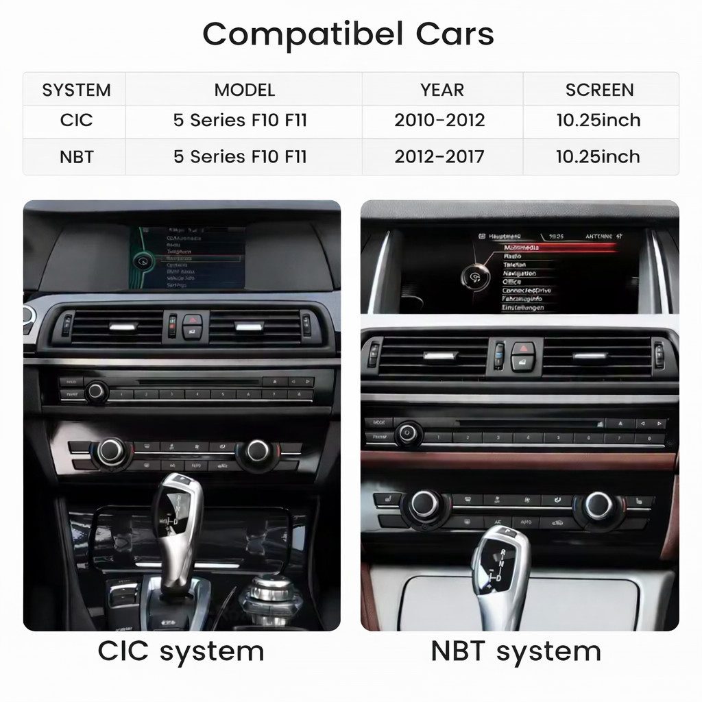 GABITECH Für BMW F10 F11 CIC 10.2" Touchscreen Android GPS Carplay Display Einbau-Navigationsgerät (Wireless Carplay und Android Auto, Linux System) – Bild 4 von 5