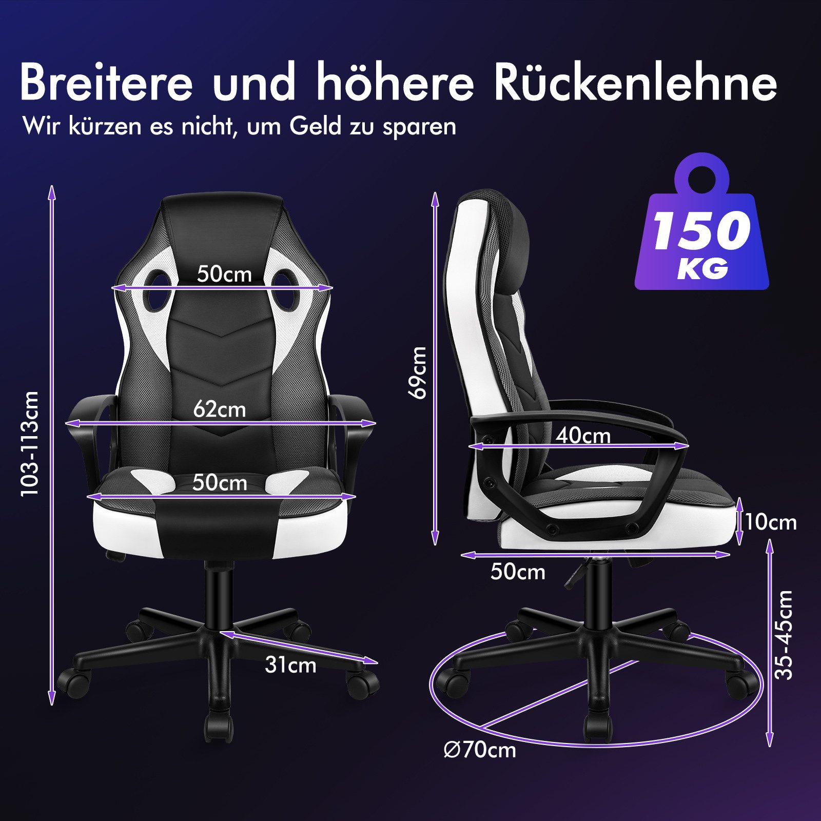 ALFORDSON Bürostuhl Racing Schreibtischstuhl, Drehbarer PC-Gaming-Stuhl günstig online kaufen