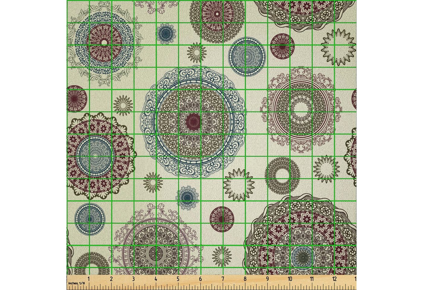 Thumbnail - Abakuhaus Stoff DIY Bastler Stoff für Dekorationszwecke, Bunt Oriental Runde Motive