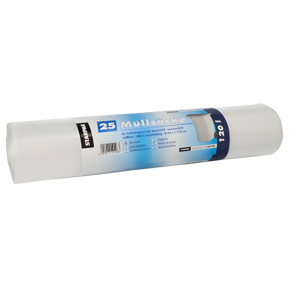PAPSTAR Müllbeutel Müllsäcke, LDPE 120 l 110 cm x 70 cm transparent 45 my 125 Stk