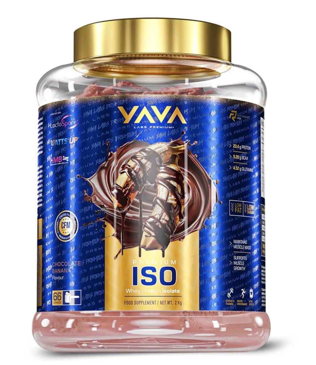 YAVA Labs YAVA LABS® Premium ISOLATE 2kg Whey Protein Pulver, 1 er Einzelprodukt à 2000 g, Premium Protein Isolat 23,15g Protein pro Portion