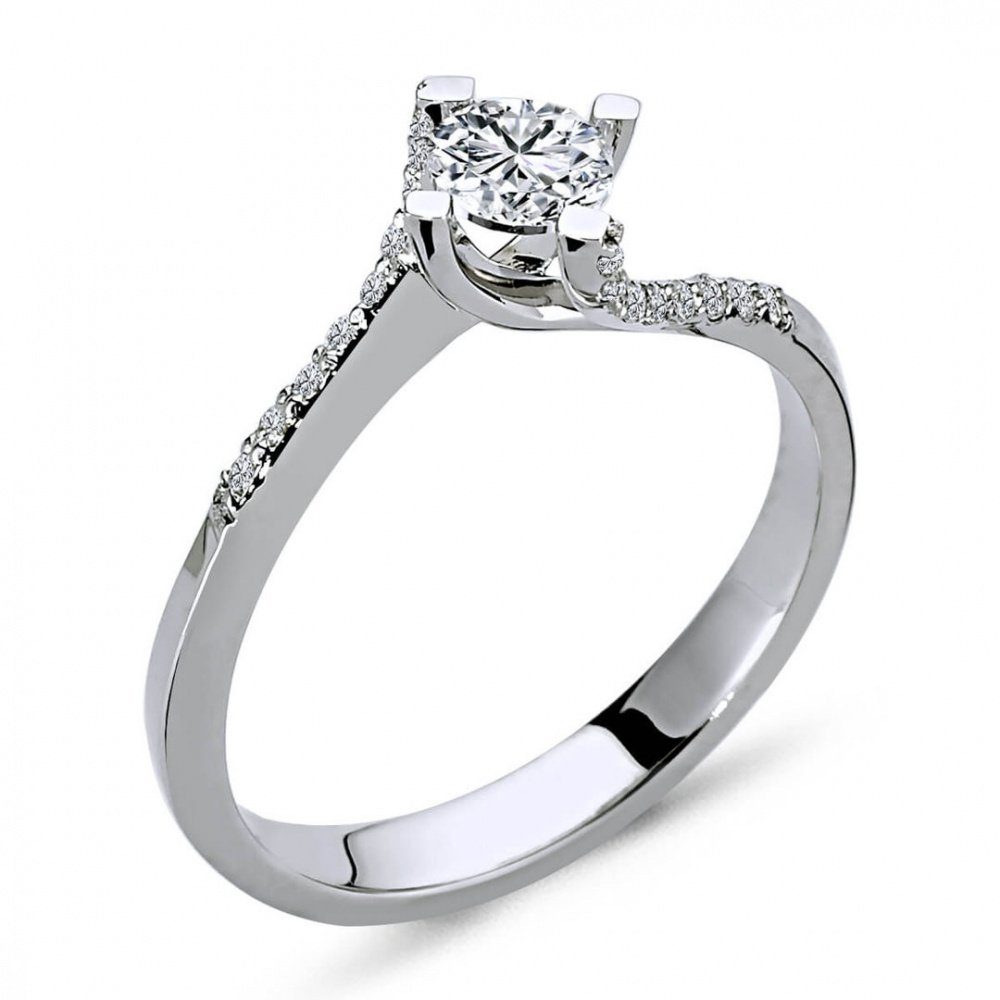 EinStein Diamant Diamantring 0,45 Carat Diamant Solitär Ring Antragsring 14  Karat Weißgold