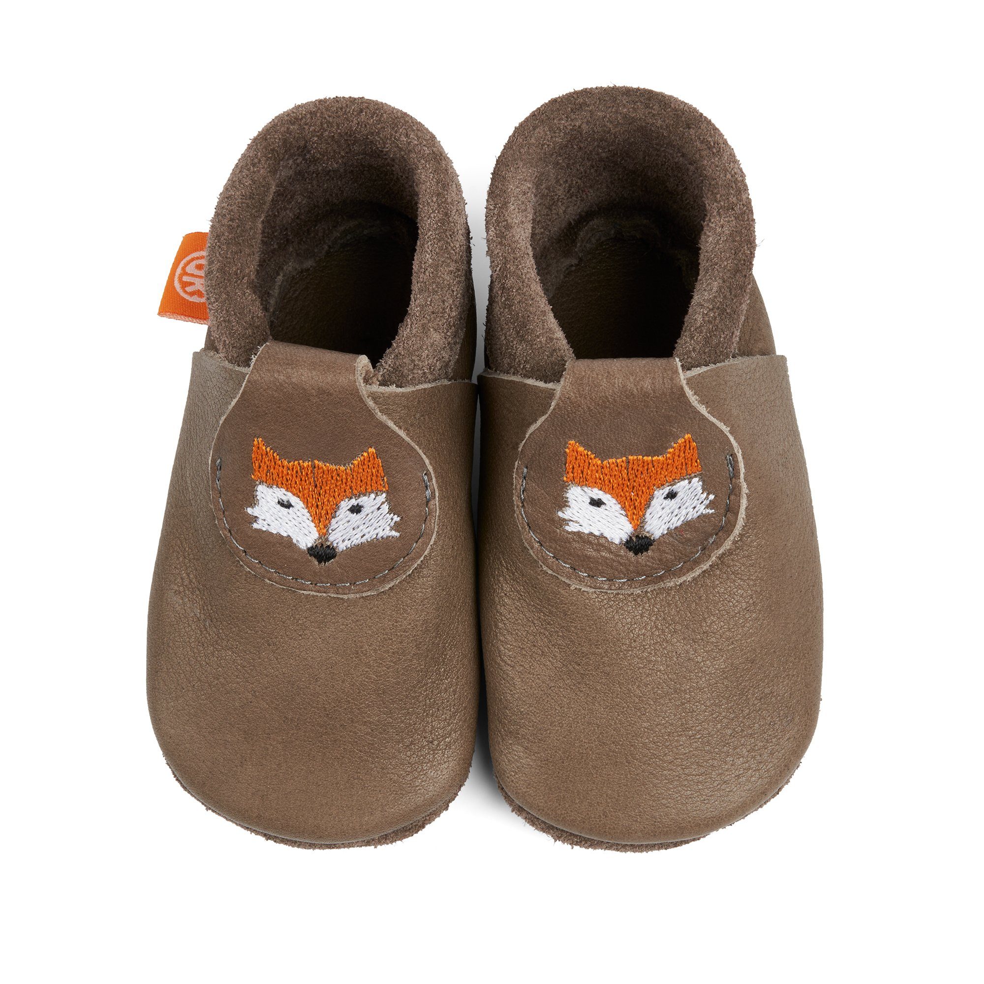 Orangenkinder® Fränzchen der Fuchs Krabbelschuh pflanzlich gegerbtes Leder, Made in Germany, atmungsaktiv