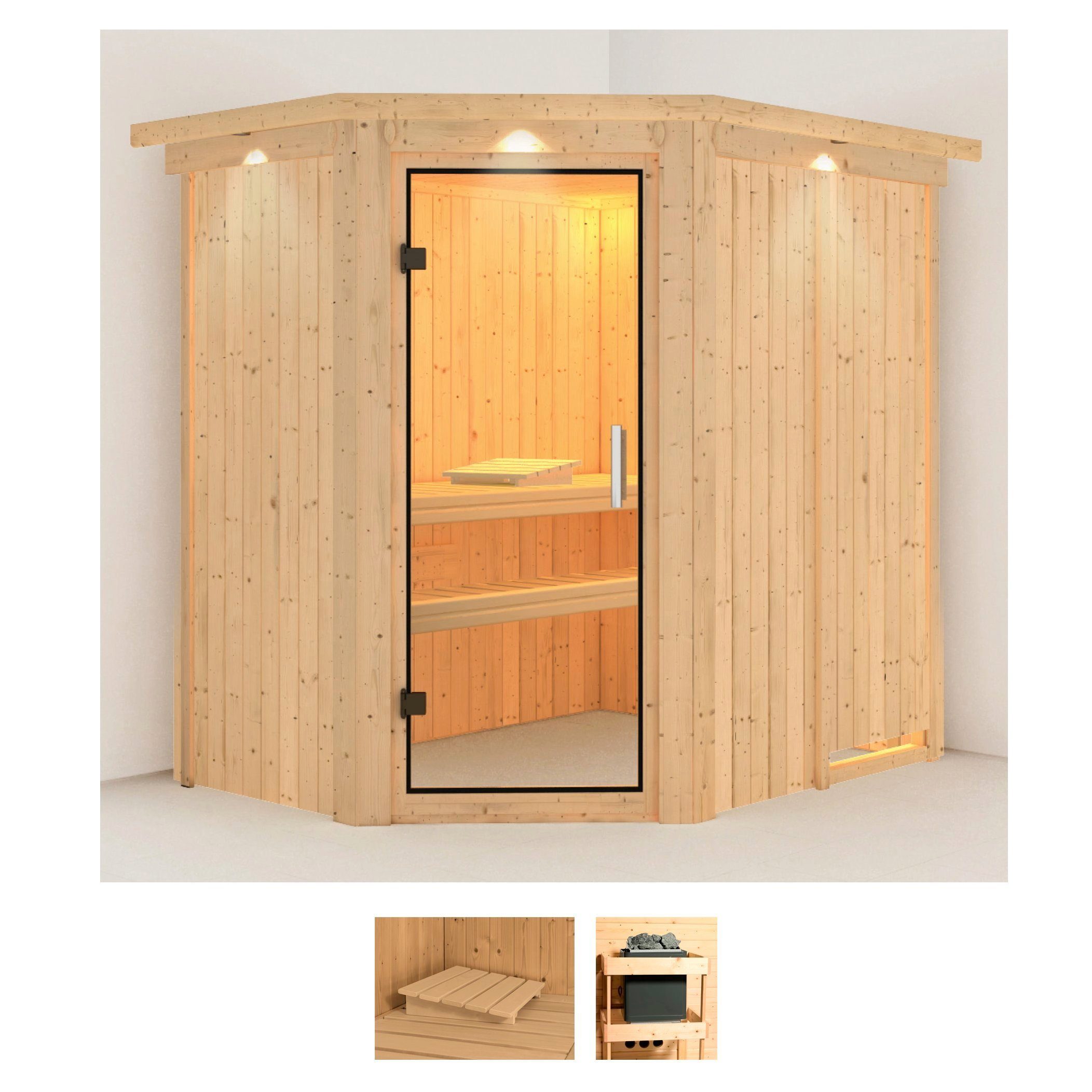 Karibu Sauna Swantje, BxTxH: 165 x 210 x 202 cm, 68 mm, (Set) ohne Ofen