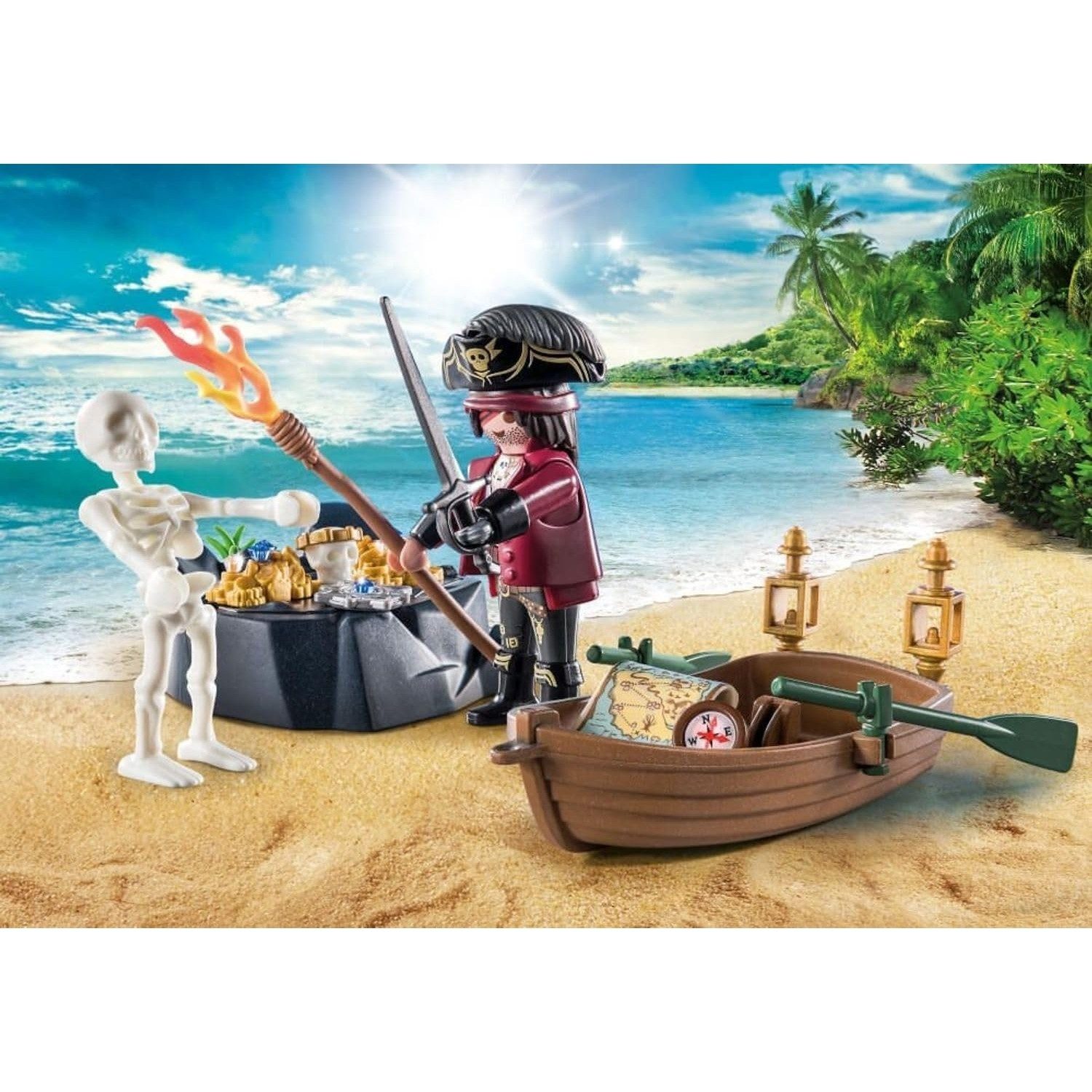 Playmobil® 71254 Pirat mit Ruderboot und Schatzinsel Spielbausteine günstig online kaufen