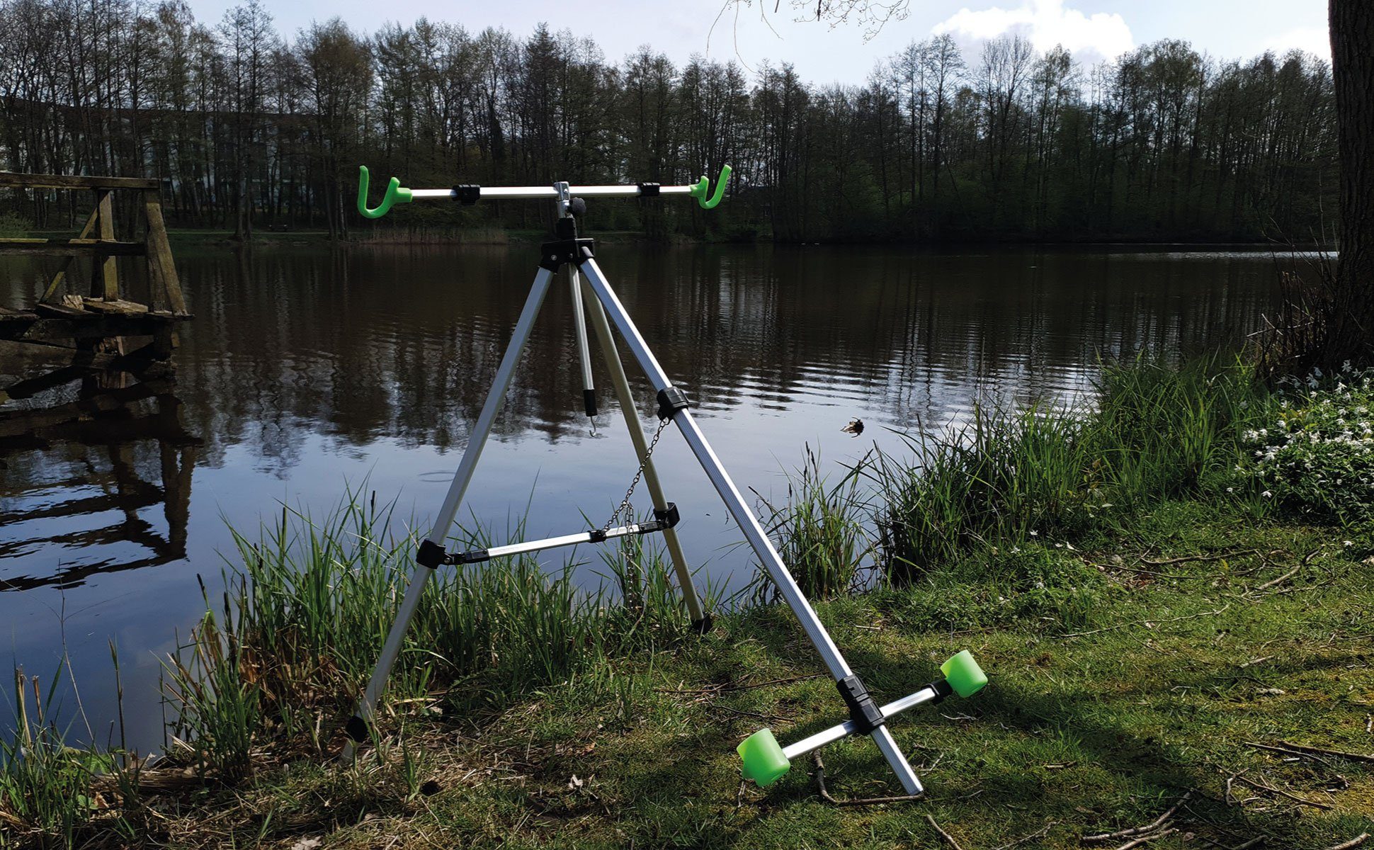 Zite Rutenhalter Brandungsdreibein Teleskopisch Aluminium Tripod mit Tasche für 2 Ruten