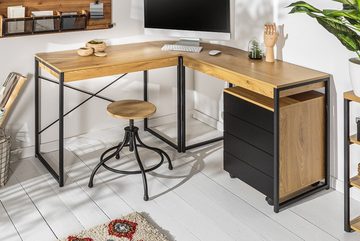 riess-ambiente Eckschreibtisch STUDIO 130cm natur / schwarz, Arbeitszimmer · Eichen-Optik · Schublade · Industrial · Home Office