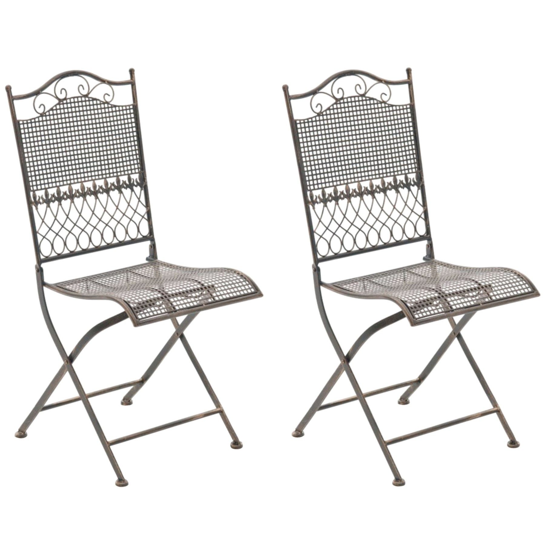 CLP Gartenstuhl Klappstuhl Bistrostuhl Terrassenstuhl (Spar-Set, 2 St), klappbar, Jugendstil-Ornamentik, Eisen, bis 100 kg
