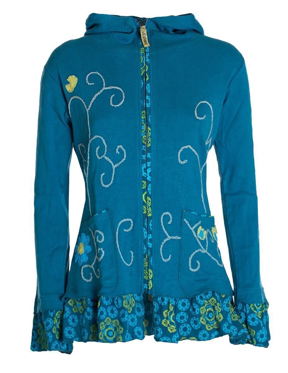 Vishes Kapuzensweatjacke Damen Sommerjacke Blumen-Strickjacke Elfenjacke günstig online kaufen