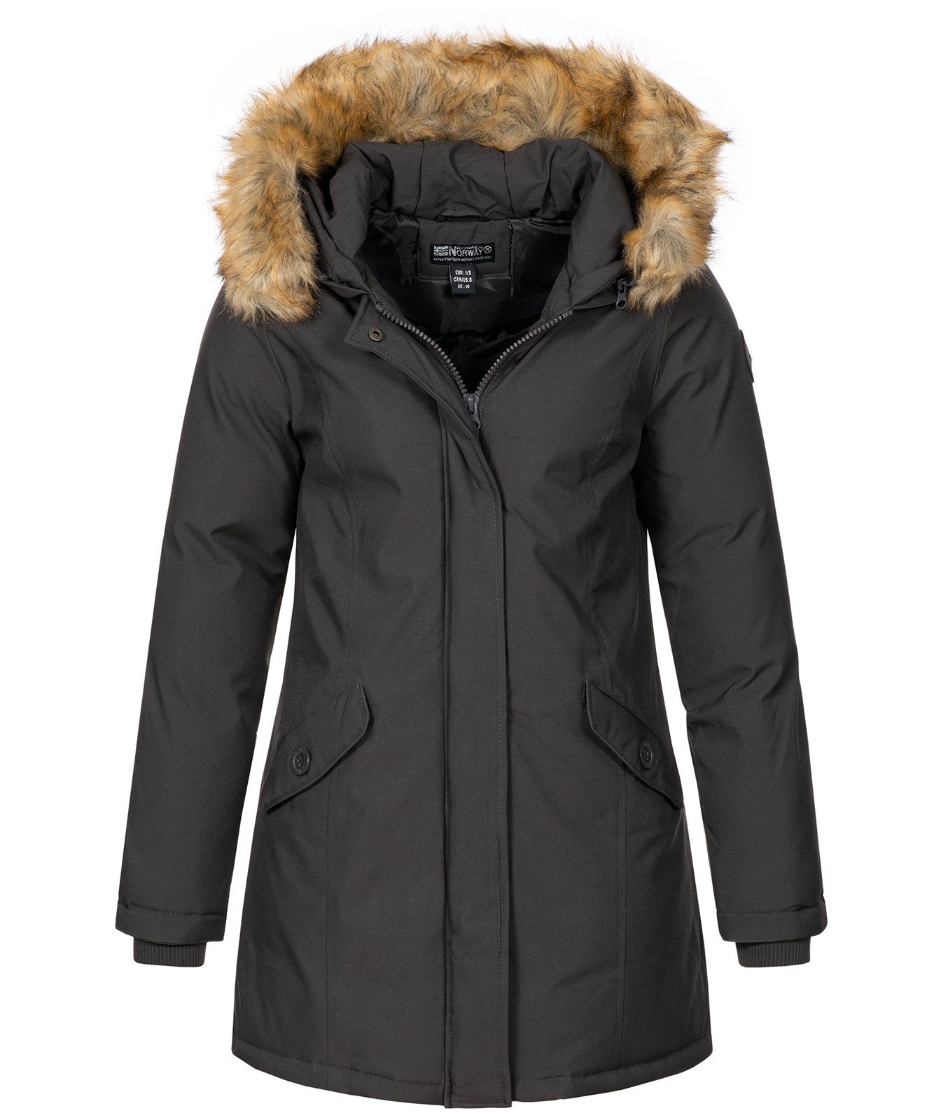 Geographical Norway Winterjacke Damen Winterjacke Parka D-451 Dunkelgrau