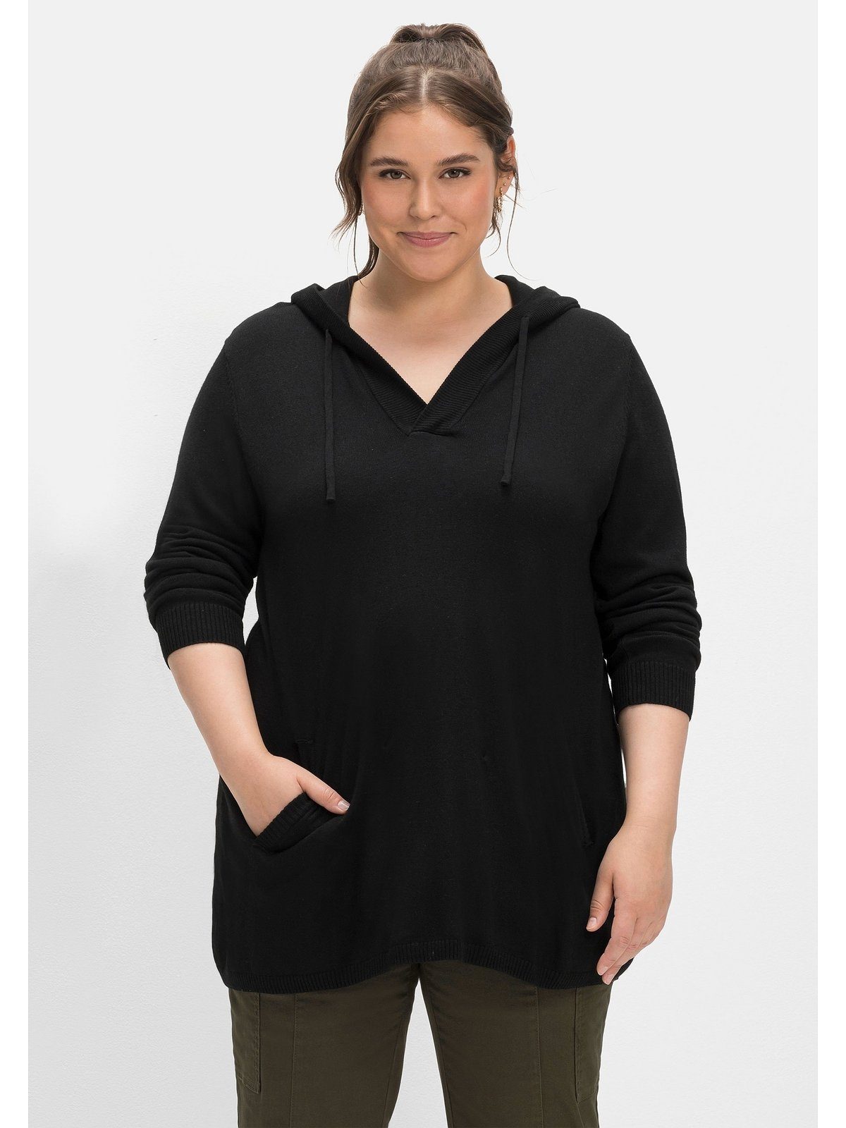 Sheego V-Ausschnitt-Pullover Große Größen mit Kaschmir, in leichter  A-Linie, Im Materialmix mit Viskose, Wolle und Baumwolle
