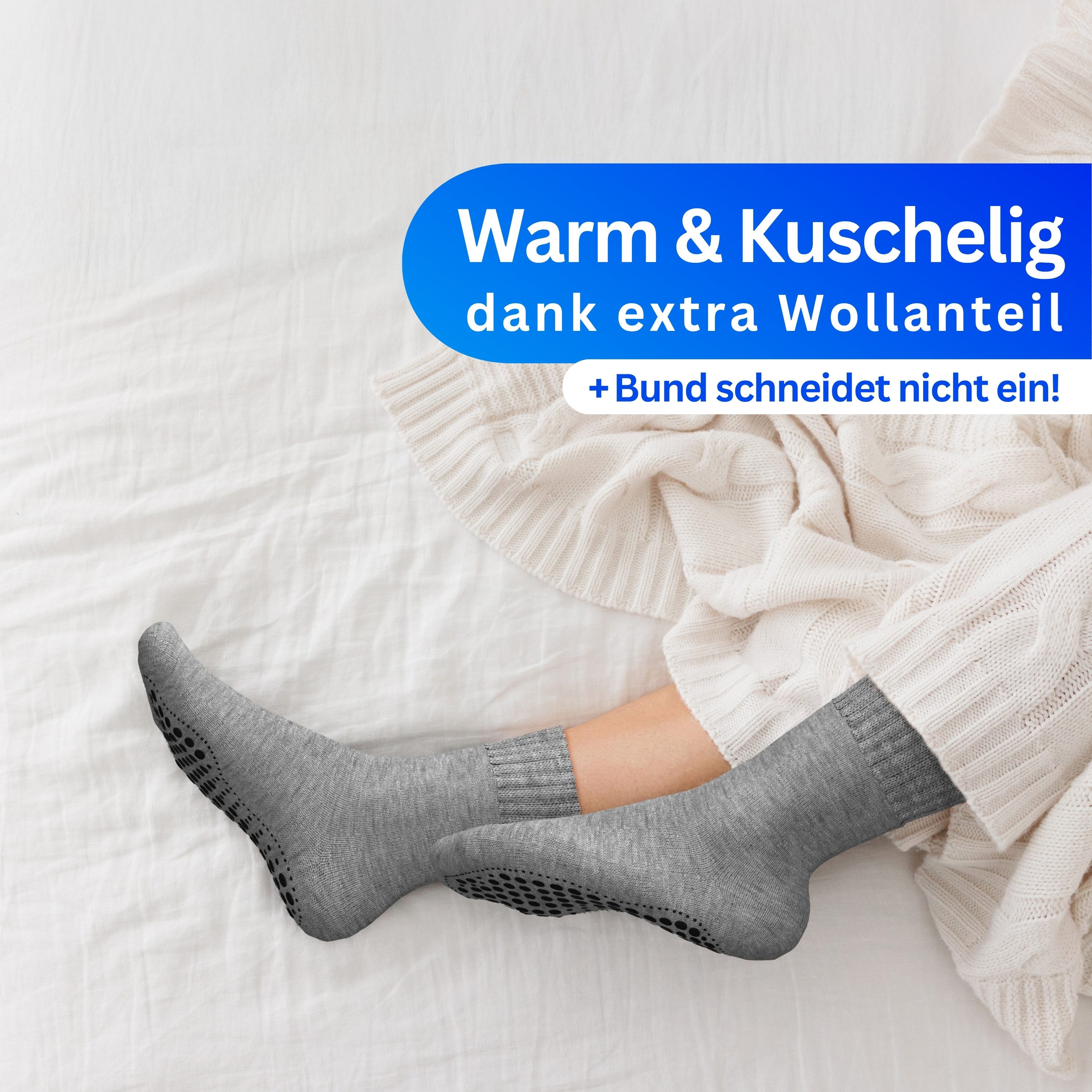MEDOLY ABS-Socken Stoppersocken mit Wolle (2 Paar) Thermo Wintersocken für Damen & Herren mit Vollfrottee