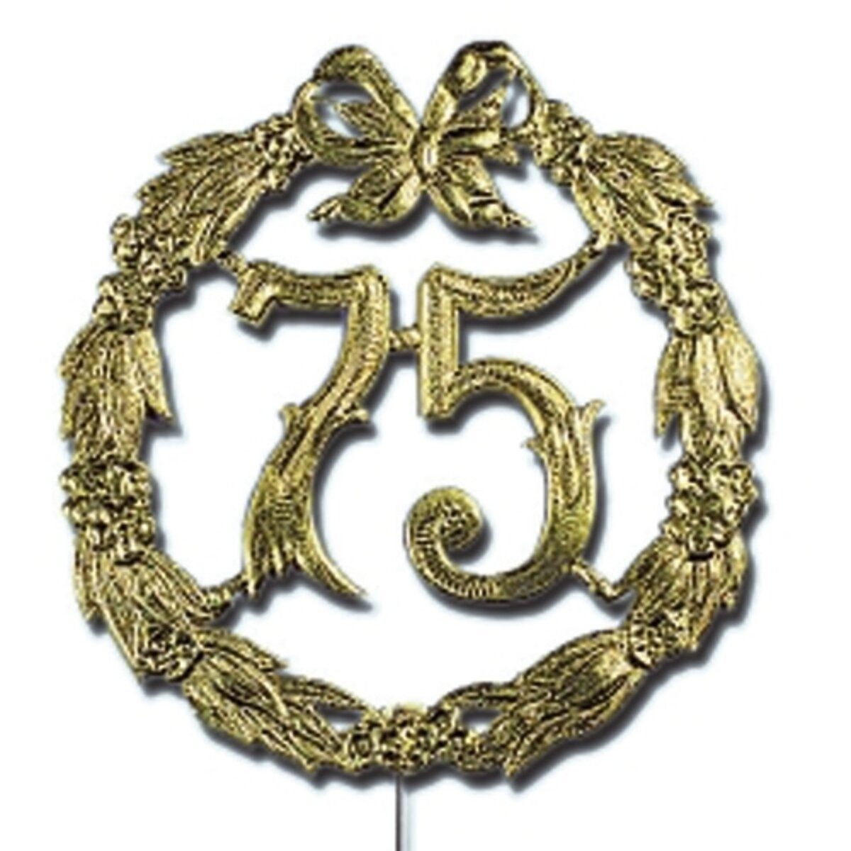 Demmler Bastelfilz Jubiläumszahl 75 - Ø 13 cm Draht gold.