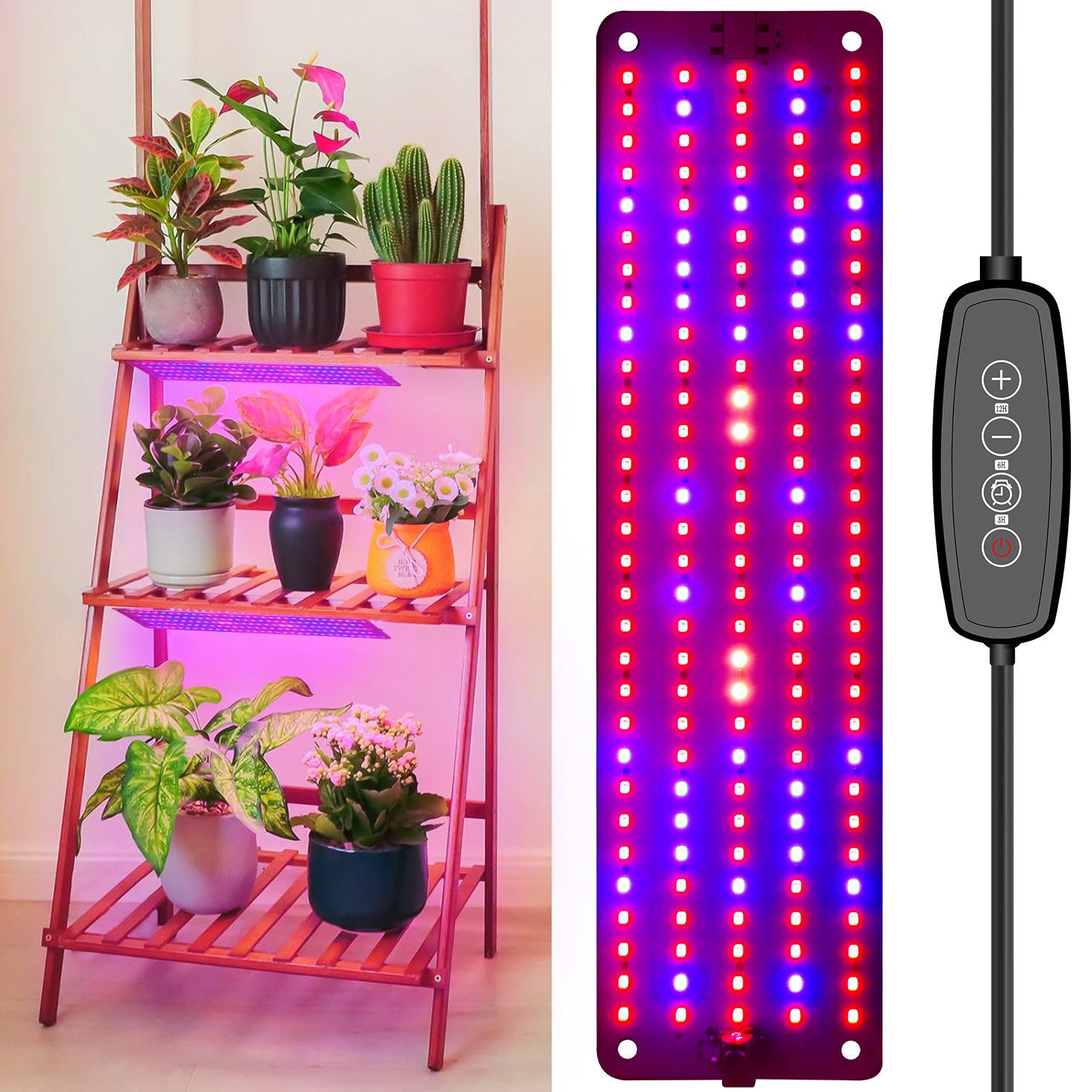 Jibenhome Pflanzenlampe Vollspektrum 150/300/450/600LEDs Pflanzenleuchte,Timer,Dimmbar, 1 Panel-150 LEDs, LED fest integriert