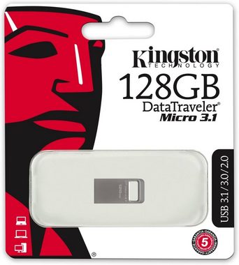 Kingston DataTraveler Micro 3.1 DTMC3/128GB Kleines Format USB 3.1 silber Mini-USB-Stick