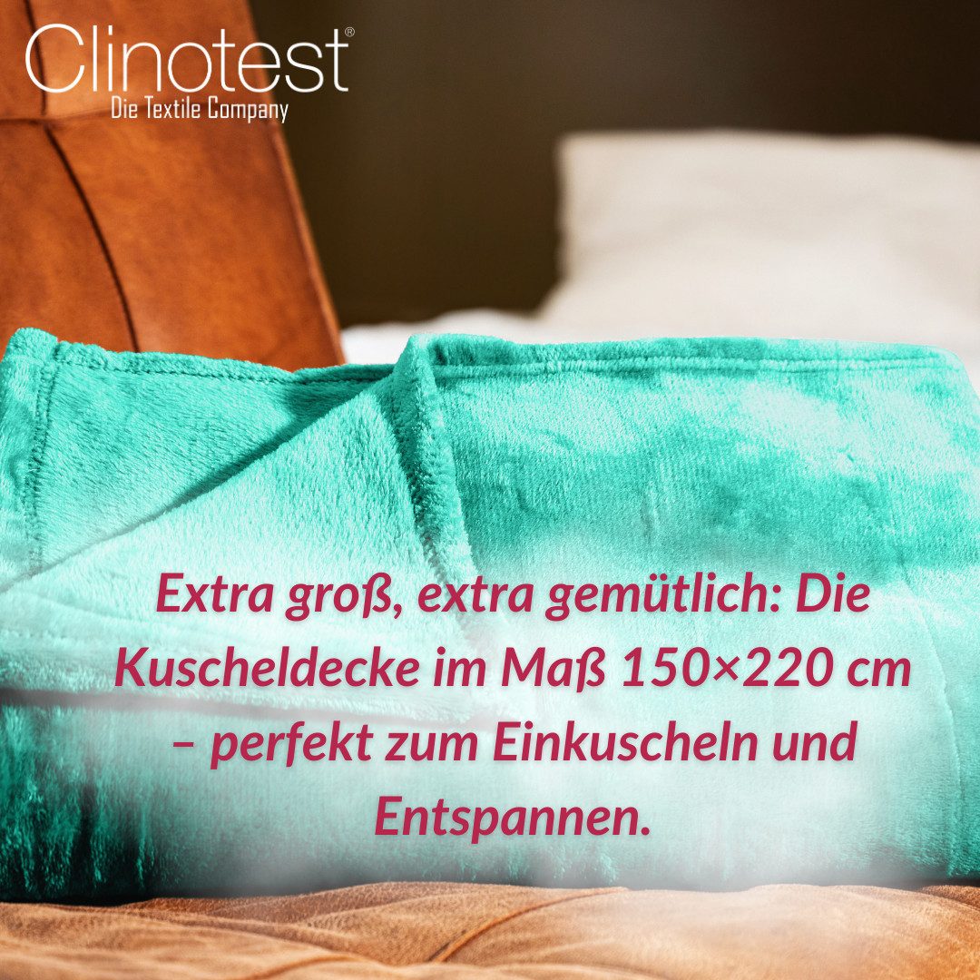 Wohndecke Kuscheldecke aus 100% Polyester, 150x220 cm, Clinotest, Kochfest ohne Einlaufen oder Fusseln, auch als Sofadecke & Tagesdecke