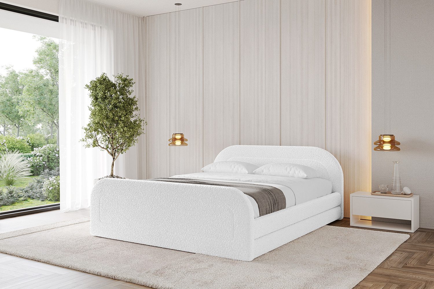 ALTDECOR Polsterbett LERIS-Z-v1 (Polsterbett mit Bettkasten und Lattenrost, Boxbett ohne Matratze), Doppelbett mit Stauraum, Bett mit Kopfteil