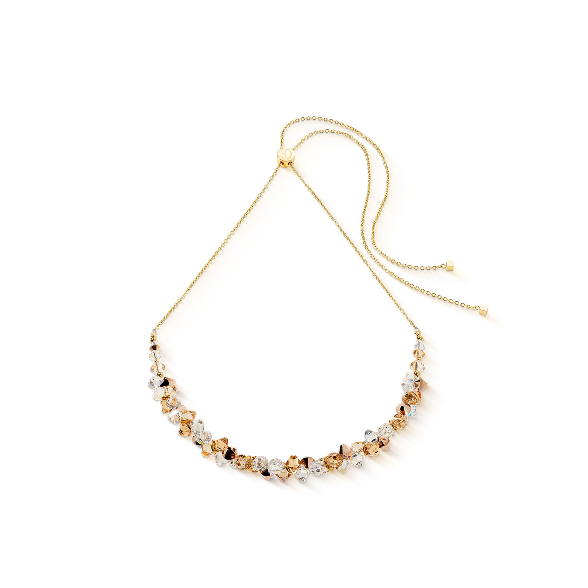 COEUR DE LION Collier Schmuck Edelstahl Halskette Dancing Crystals Würfelkette, Made in Germany - mit Swarovski® Kristall