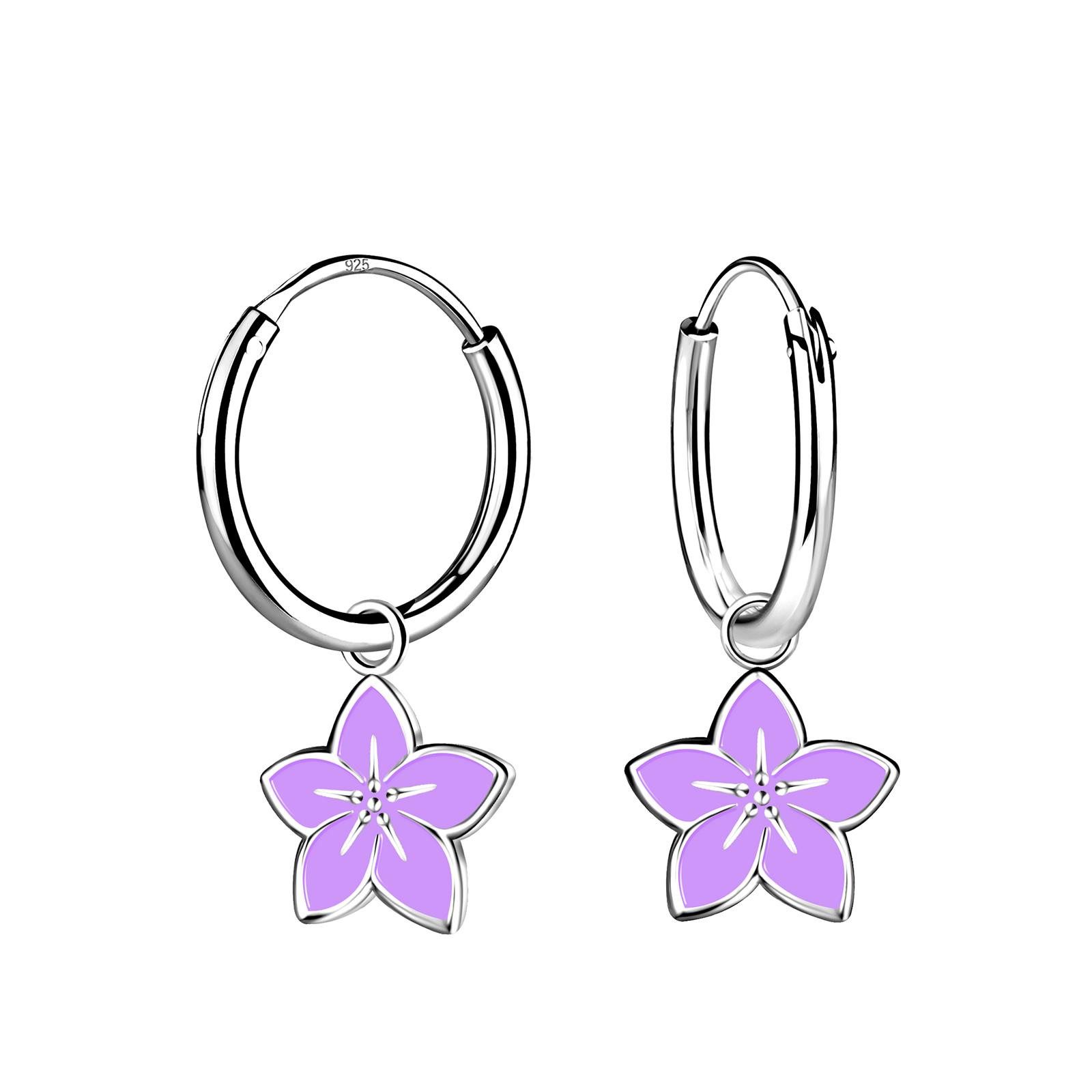Monkimau Ohrring-Set Blumen Kinder Creolen 925 Silber, Hypoallergen