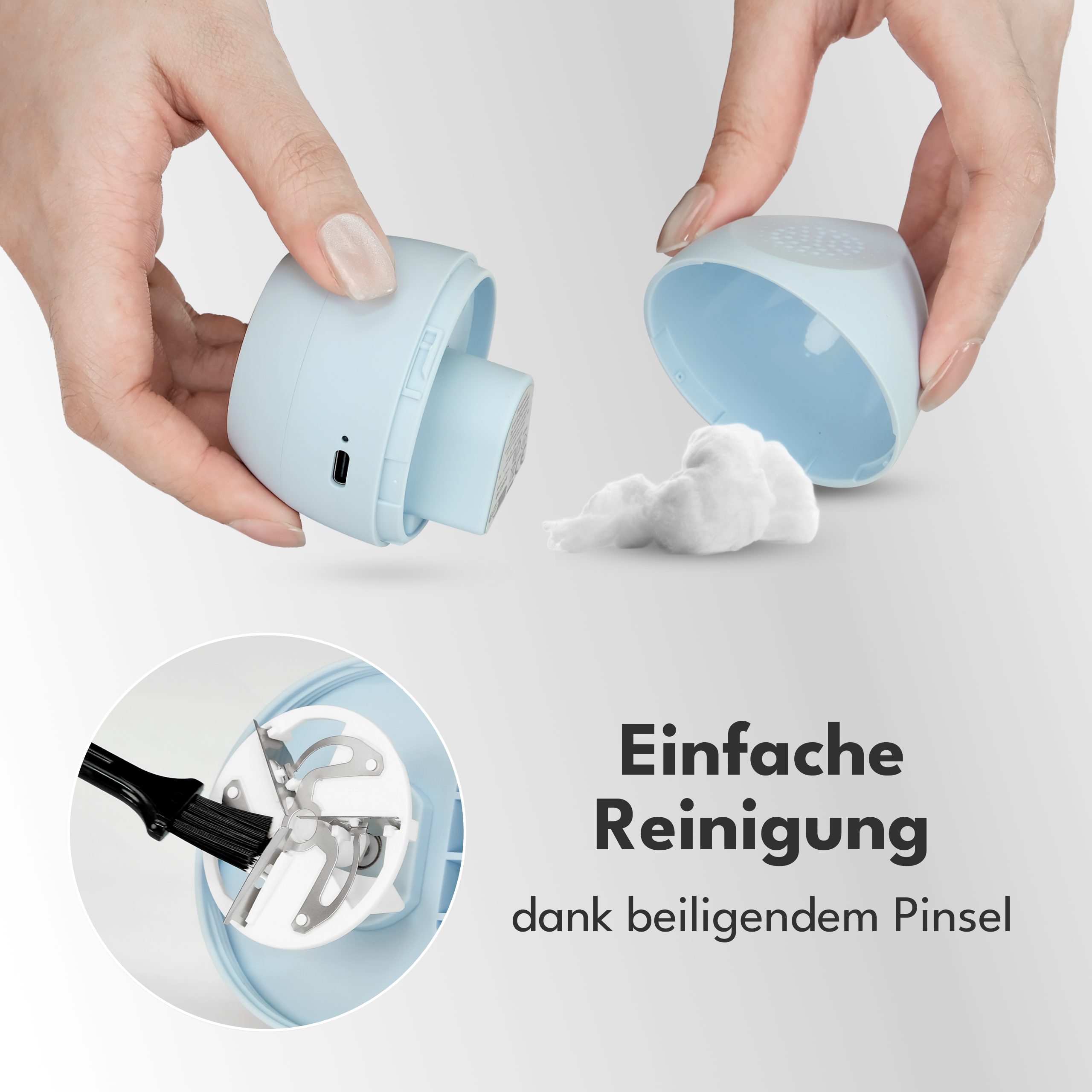 Lebenlang Fusselrasierer elektrischer Mini-Entfussler - Perfekt für Unterwegs, 400mAh - Inkl. Ersatzklingen & Reinigungspinsel – Bild 5 von 5