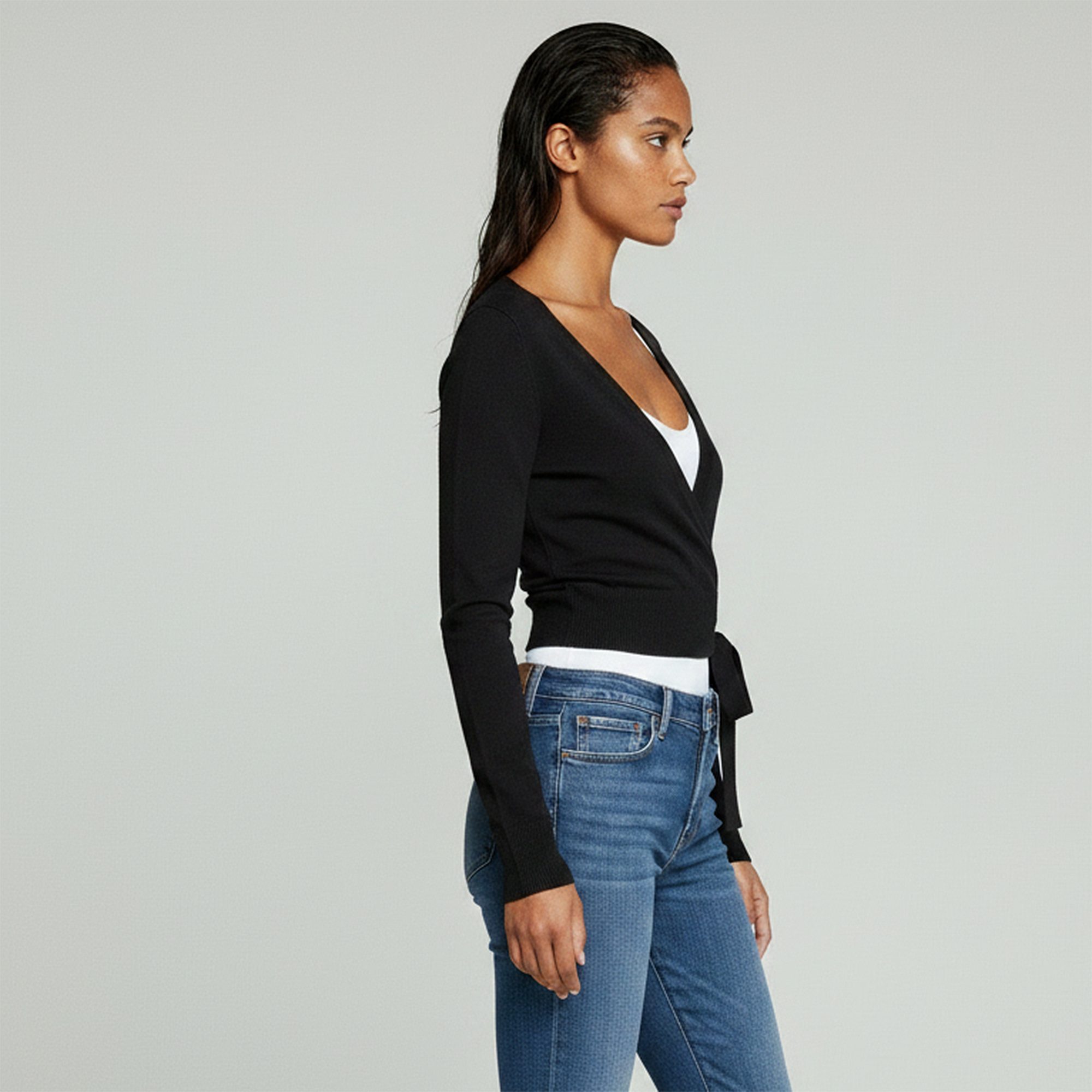 maracujaaa Wickelpullover Grace Wickelpullover Damen Wickeloptik, figurbetonter Schnitt, elastisches Material, weich