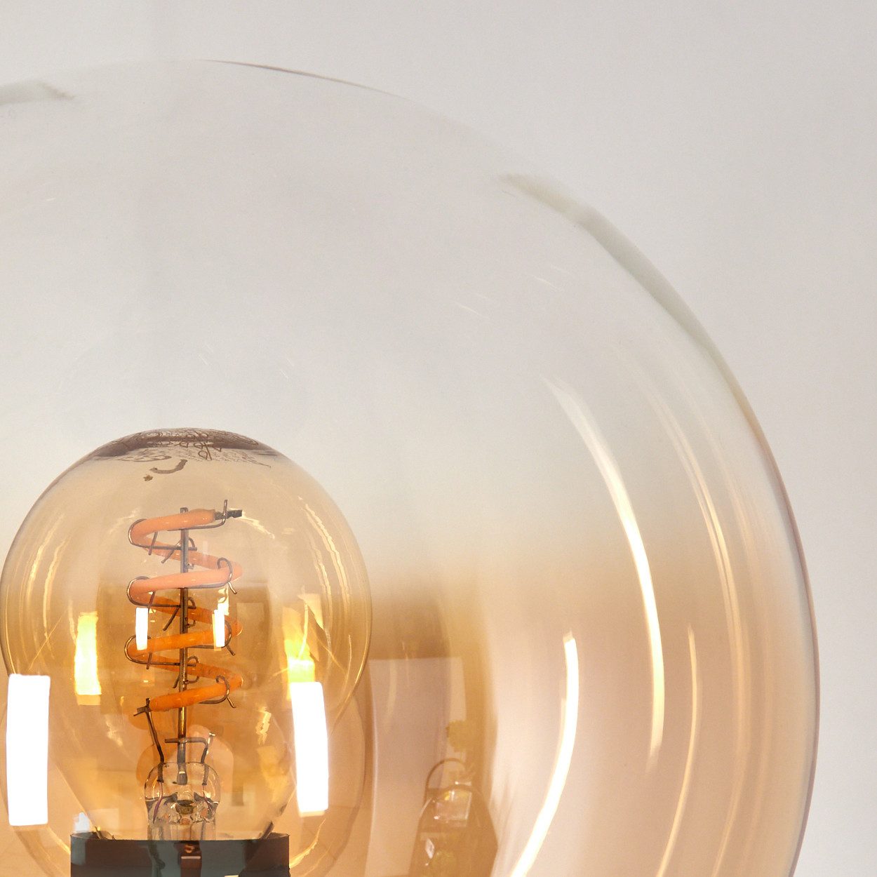 hofstein Stehlampe Stehlampe aus Metall/Glas in Schwarz/Bernsteinfarben/Klar, ohne Leuchtmittel, Stehleuchte im Retro-Design m. Glasschirmen (15cm), Fußschalter – Bild 3 von 5