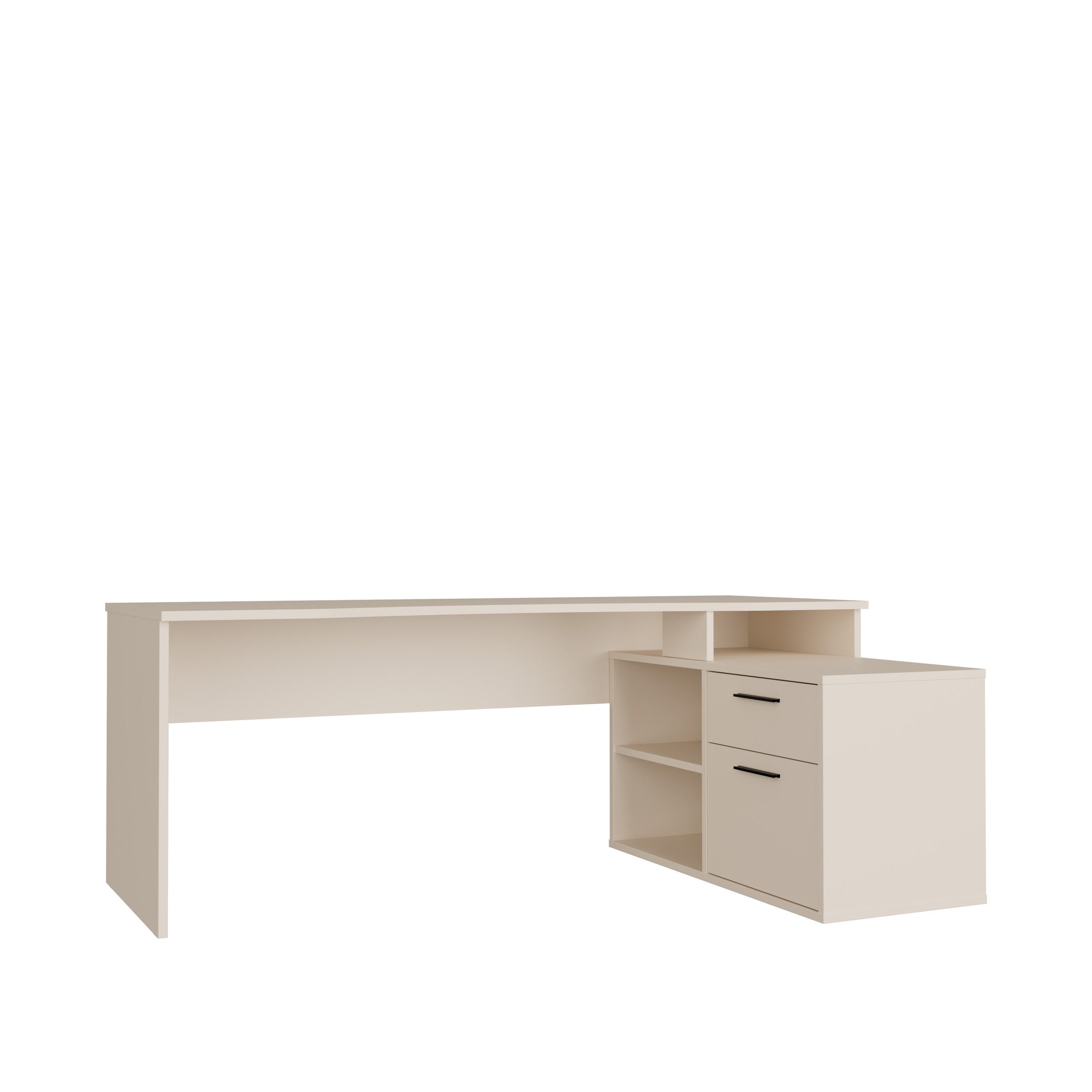 PREISBRECHER Schreibtisch TEZAUR, in sandfarbig - 200x75,7x121,8cm (BxHxT)