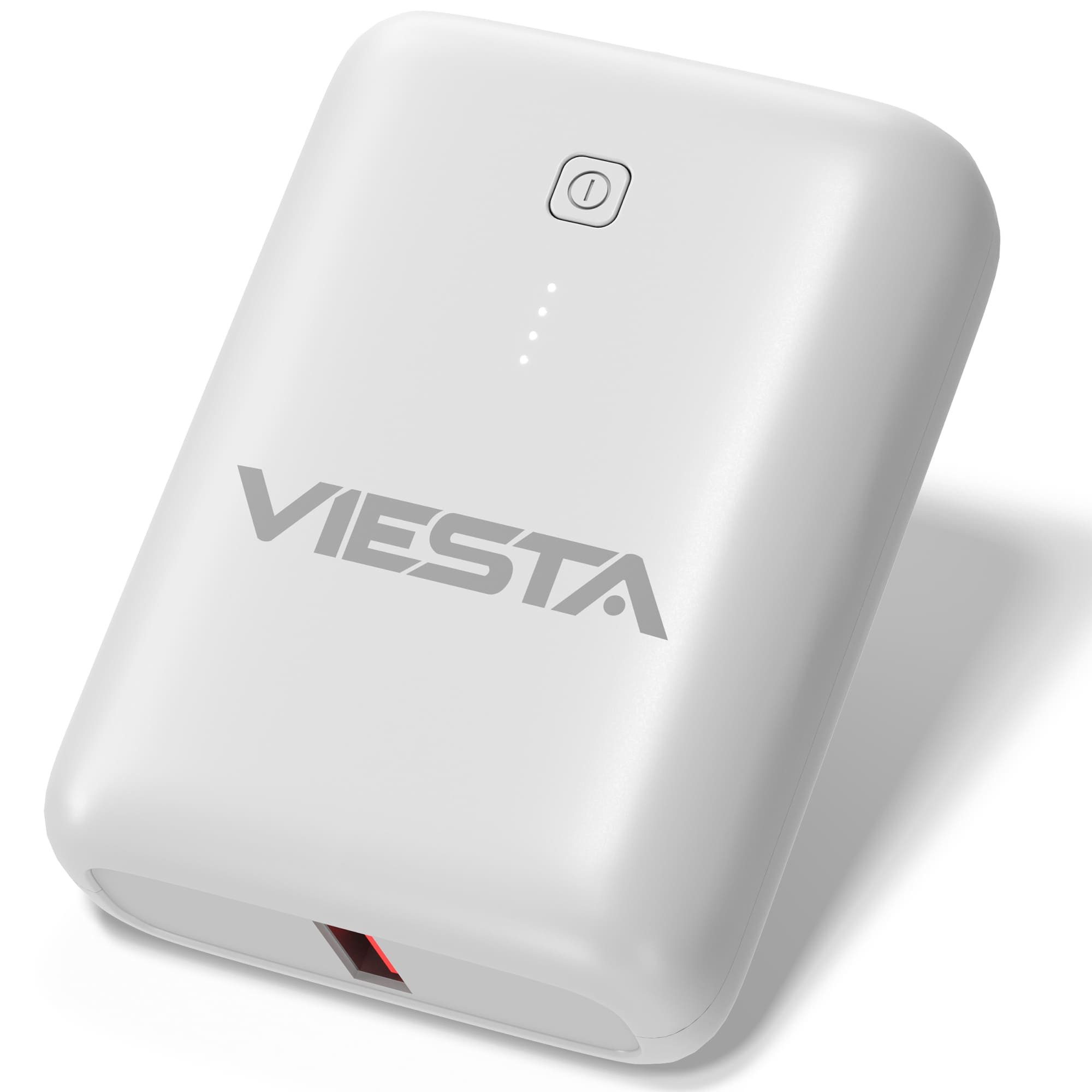 VIESTA Mini Powerbank 9.000 mAh Weiß kompakte 22,5 Powerbank, USB-A Ausgang,LED-Anzeige/handliches & kompaktes Design für unterwegs