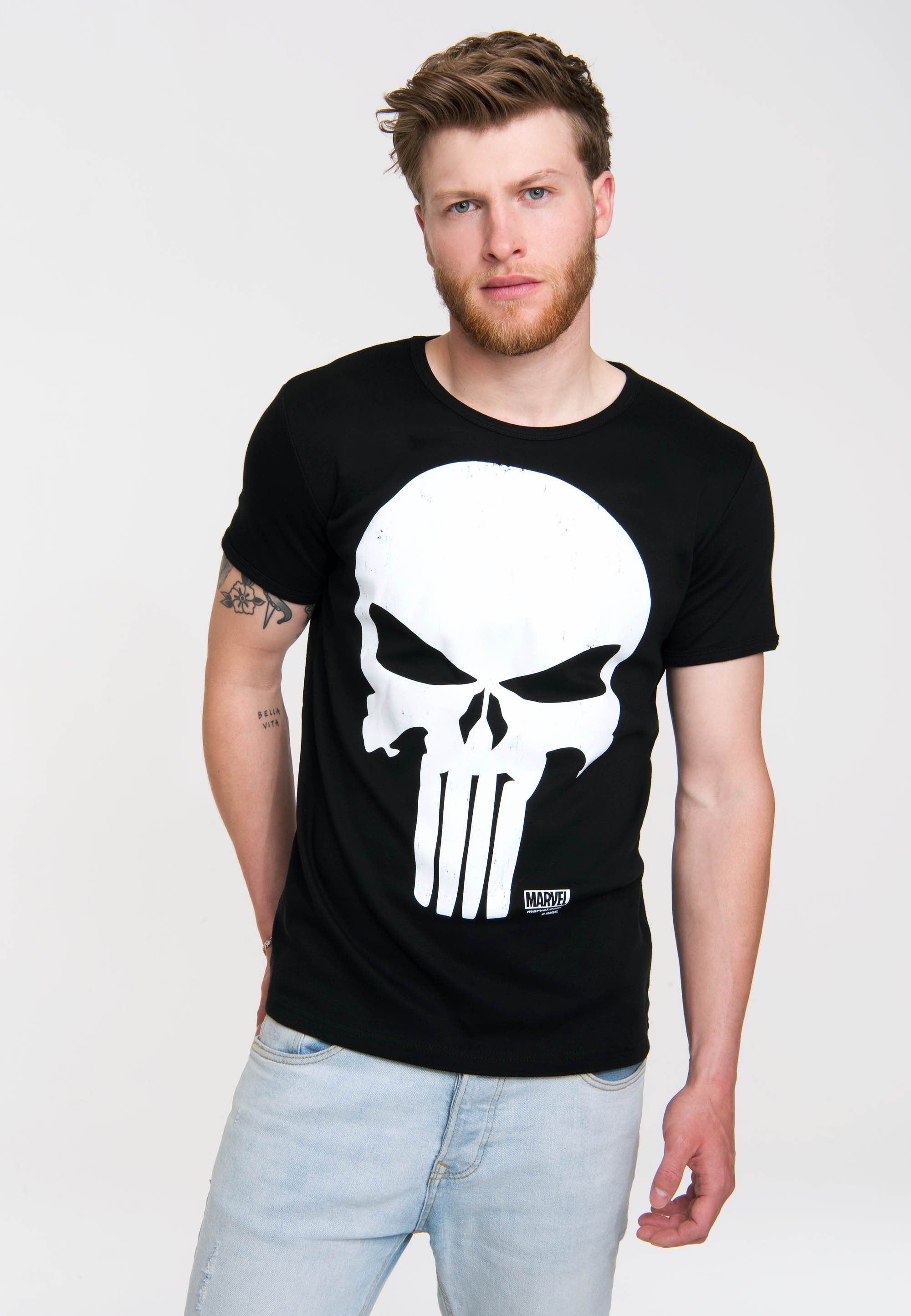 LOGOSHIRT T-Shirt Marvel - Punisher mit großem Punisher-Print