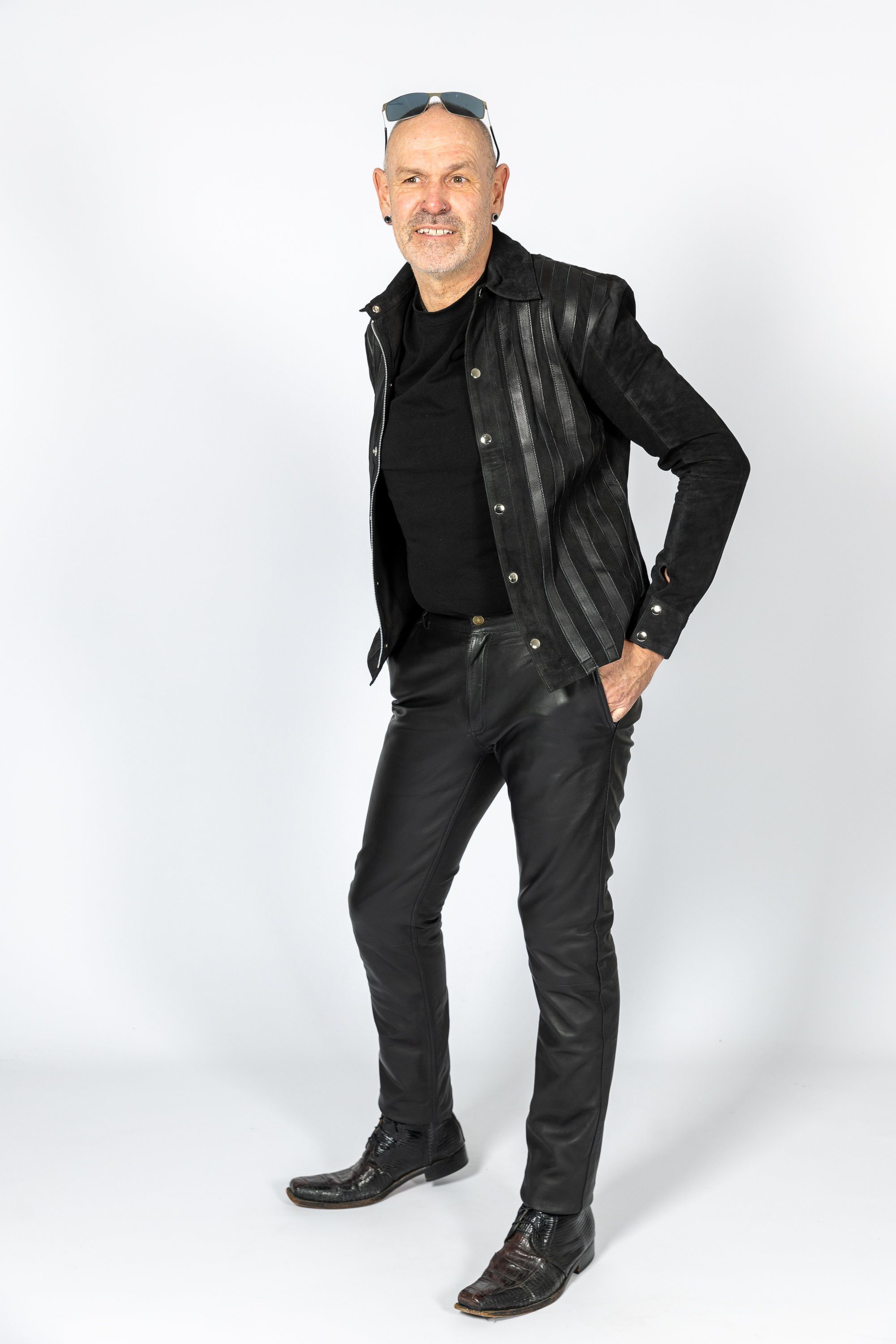 Be Noble Lederhose Chino Elegante Chinohose aus weichem Lammnappa Leder in schwarz