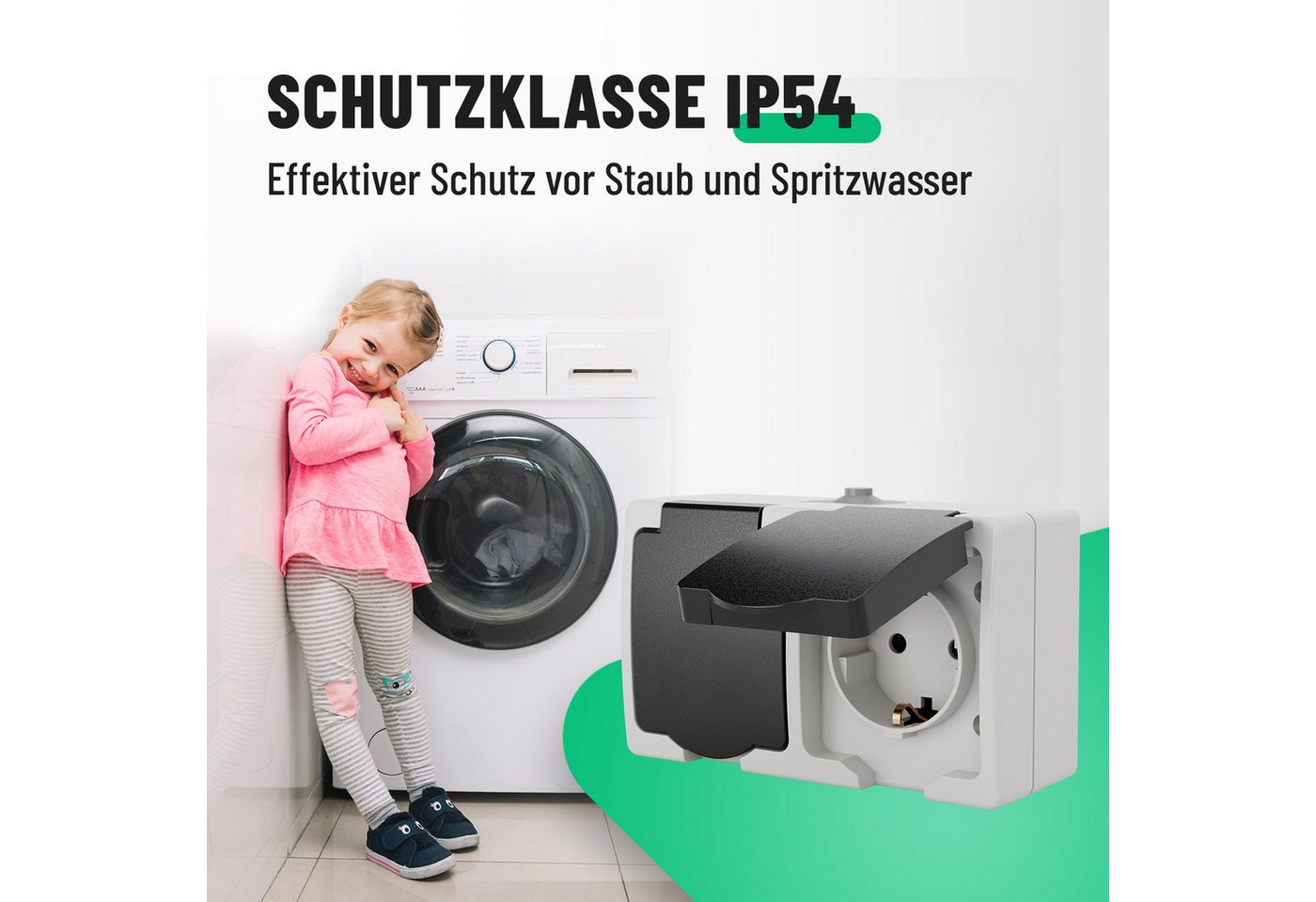 Thumbnail - greate. Aufputz-Steckdose 20x Aufputz Schutzkontakt Steckdose Feuchtraum 2fach Aufputzsteckdose, 20-St.