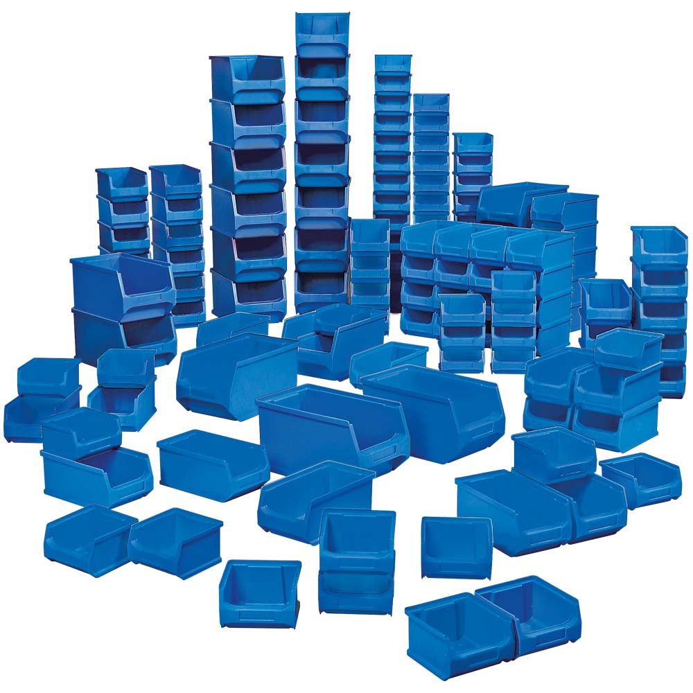 BRB-Lagertechnik Kleinteilemagazin 100 Sichtboxen"Profi", Industriequalität, 55x LB6 + 35x LB5 + 10x LB4, Industriequalität