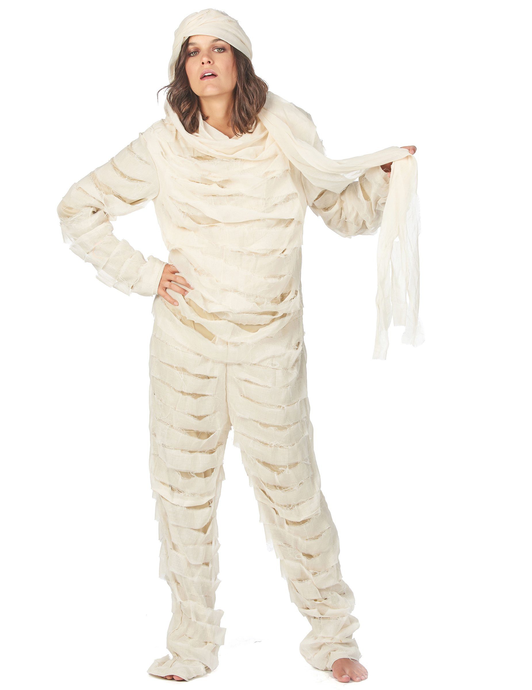 JADEO Zombie-Kostüm Mumien-Kostüm für Erwachsene 2-teilig weiß-beige