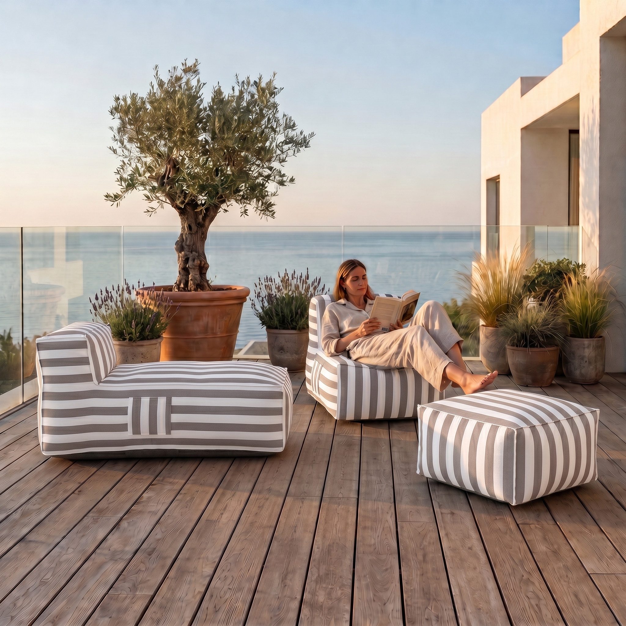 Muffo Gartenlounge-Set SOFT SET 2, (Set), mit Schaumstoffgranulat-Füllung, wasserabweisend, UV-beständig