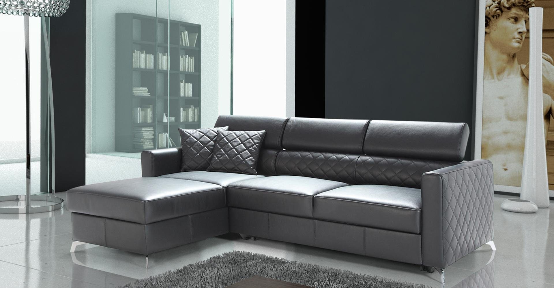 JVmoebel Ecksofa, Eсksofa Bettfunktion L-Form Couch Design Polster Textil 100% Schwarz