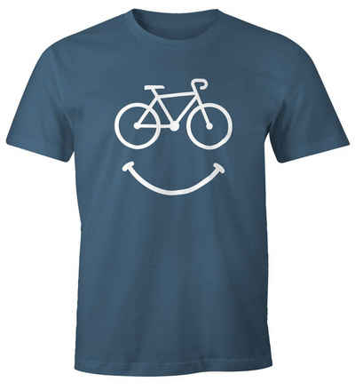 MoonWorks Print-Shirt Fahrrad Herren T-Shirt Smile Happy Bike Radfahren Fun-Shirt Moonworks® mit Print