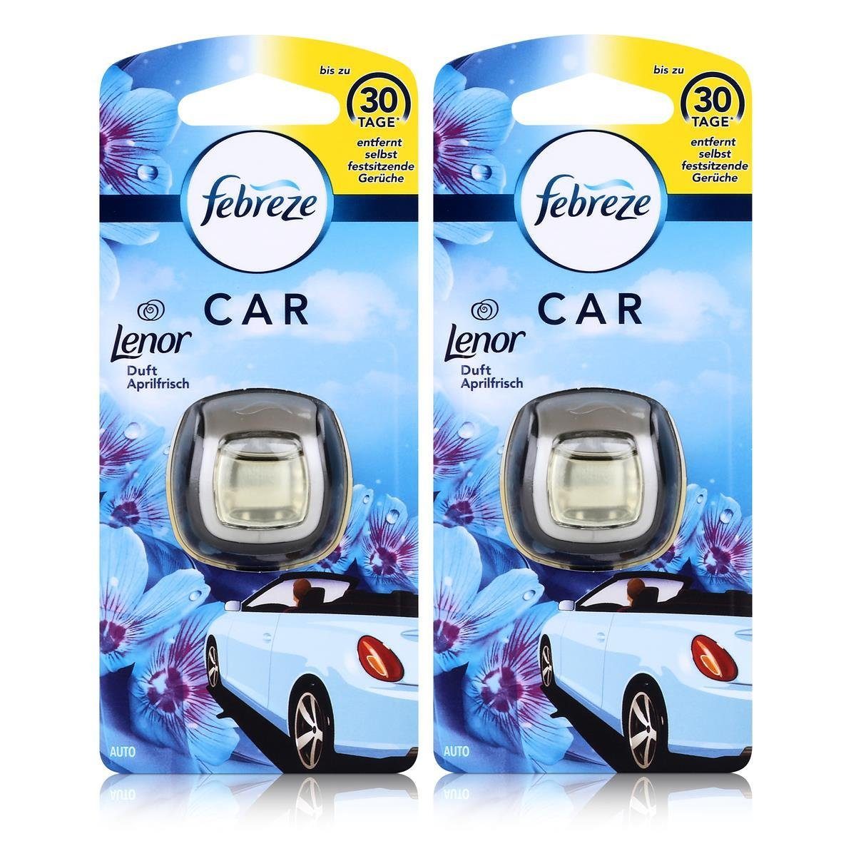 Febreze Raumduft Febreze Car Lenor Aprilfrisch, 2 ml - Lufterfrischer für  das Auto (2er