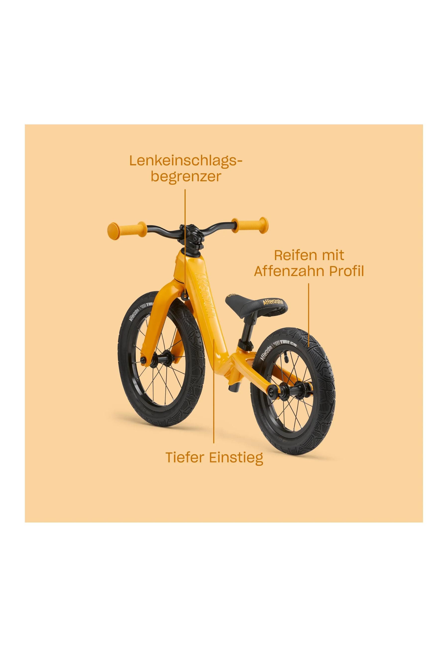 Affenzahn Laufrad Laufrad Mini Flitzer 12/14 Zoll, breiter Lenker für mehr Kontrolle