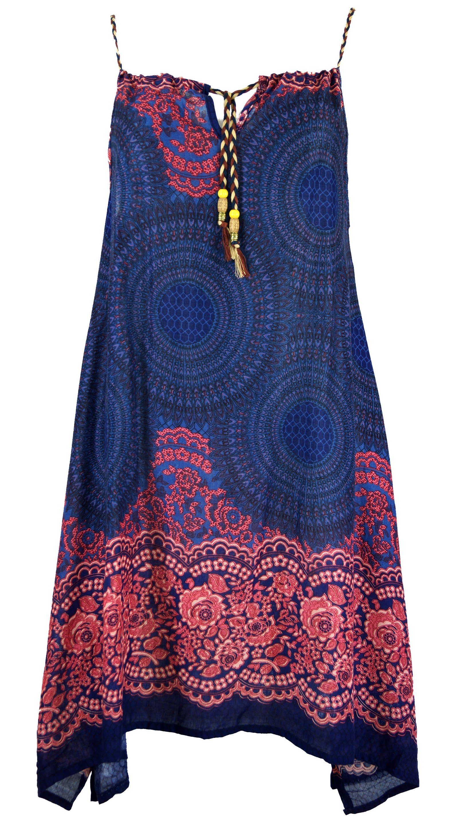 Guru-Shop Midikleid Boho Mandala Midikleid, Trägerkleid,.. alternative Bekleidung blau/fuchsia