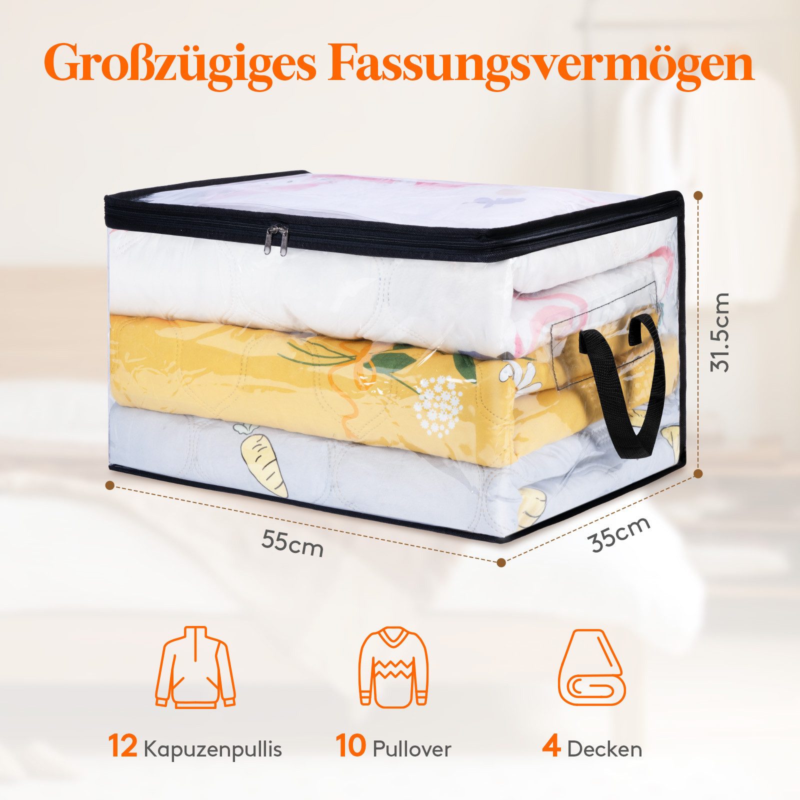 Lifewit Aufbewahrungsdose Transparente Aufbewahrungstasche, Kleiderschrank günstig online kaufen